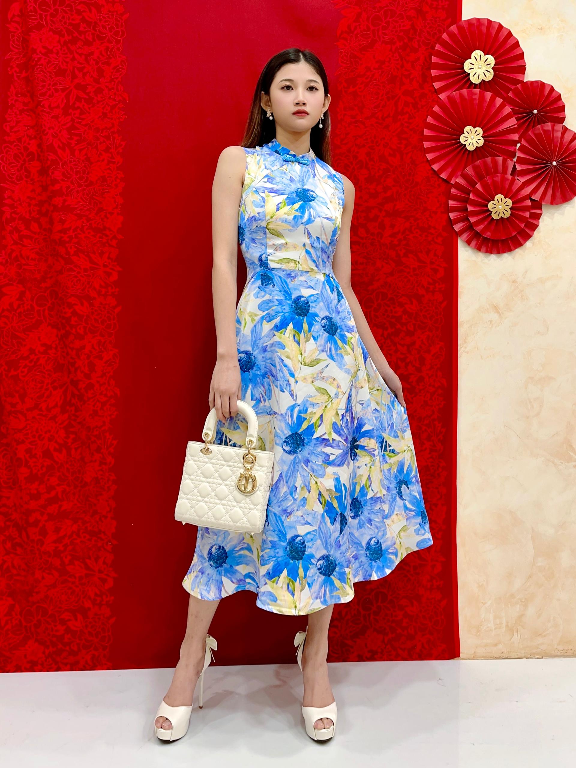 28343 Lace Cheongsam Sleeveless Dress - LEZONE SIGNATURE